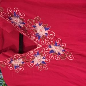 Casual Red Boho Tunic